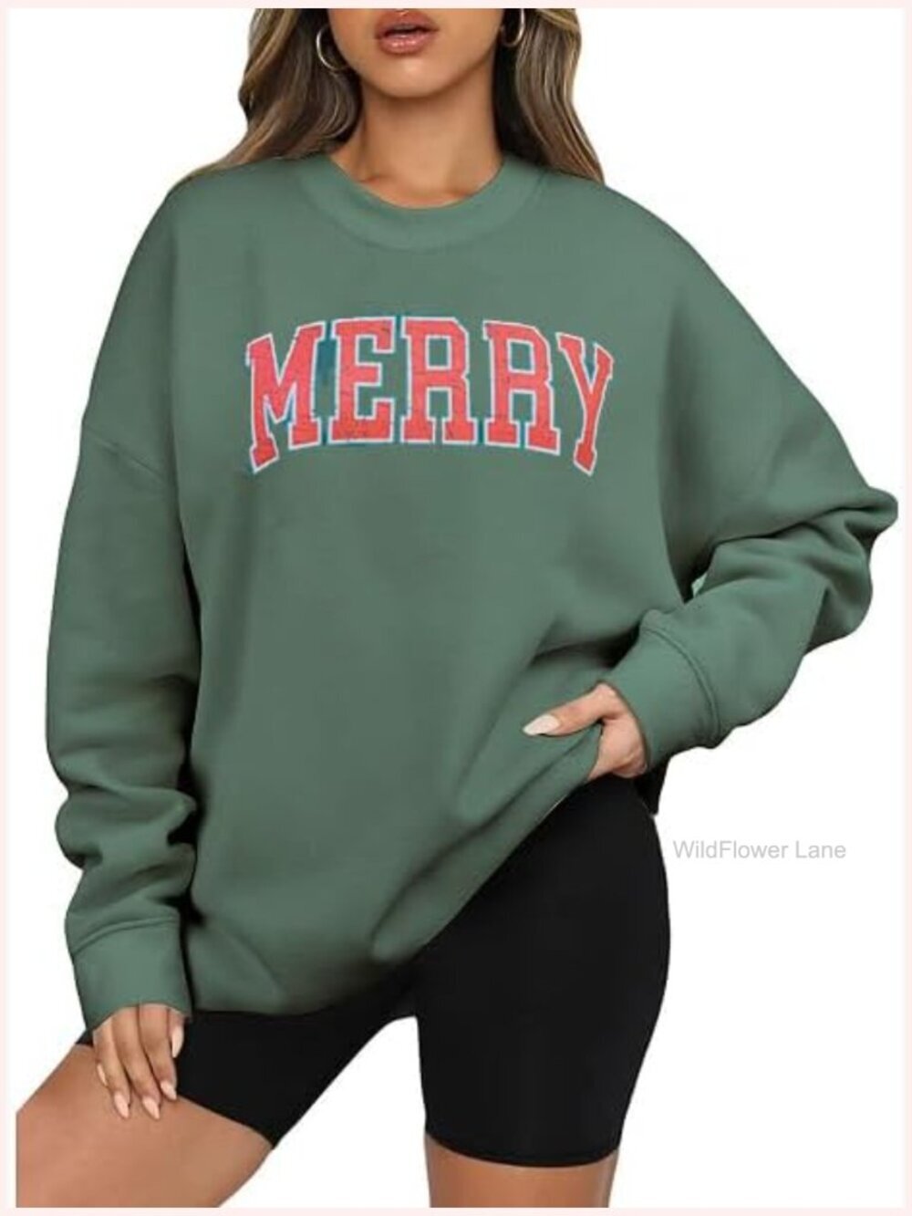 Christmas Merry Letter Print Long Sleeve Pullover Sweatshirt